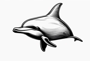 One dolphin wearing a party hat. Small design. tattoo idea