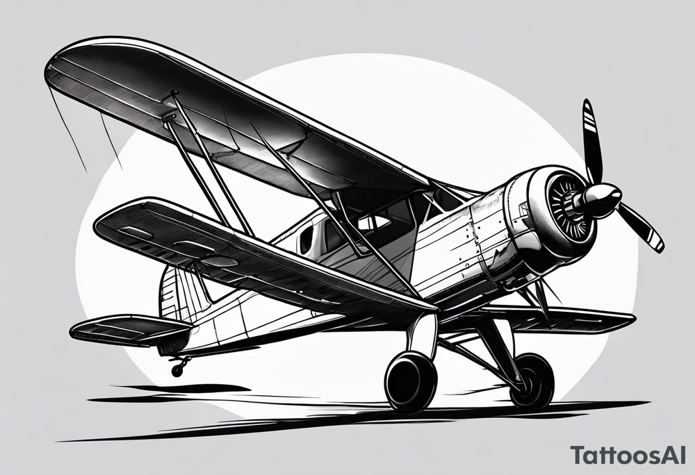 sketch of adventure plane in perspective from the bottom tattoo idea