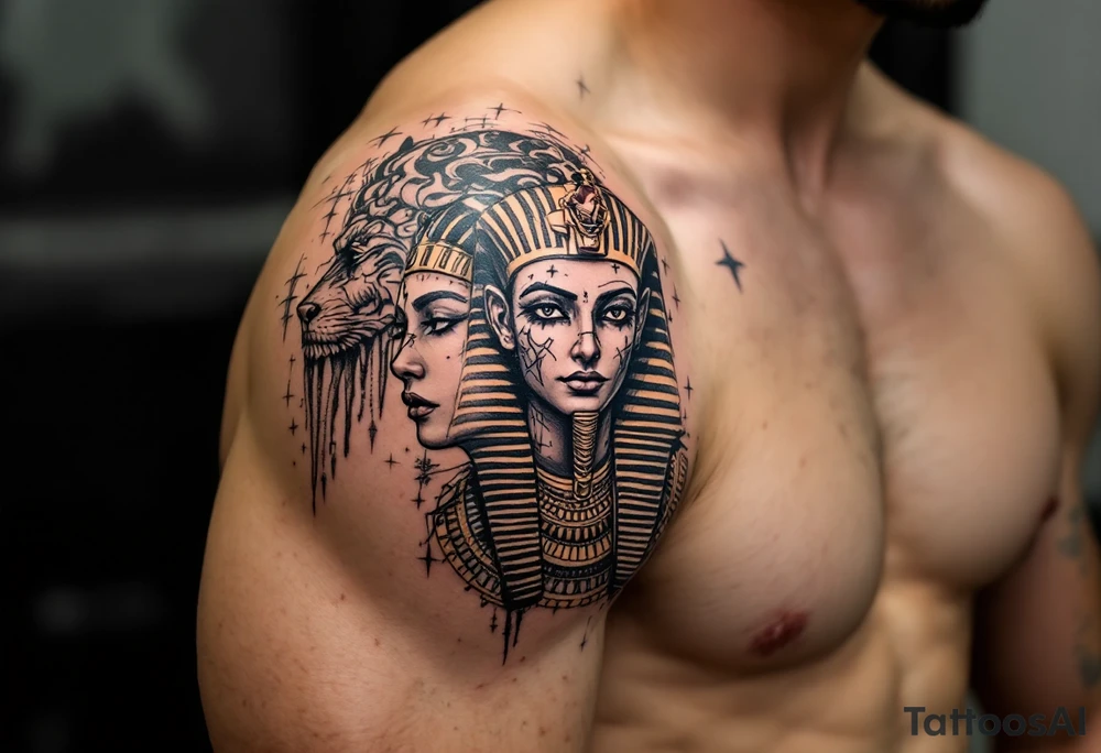 egyptian theme animals tattoo idea