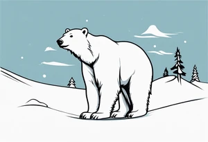 Polar bear standing on hind legs wearing a winter hat and snow goggles tattoo idea