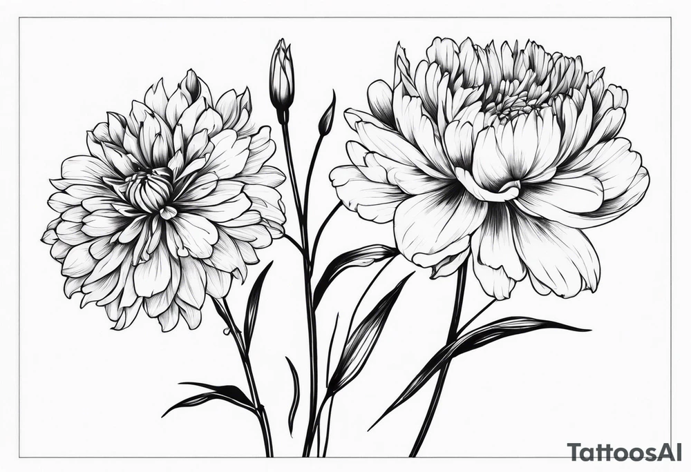 chrysanthemum and gladiolus, with stems tattoo idea