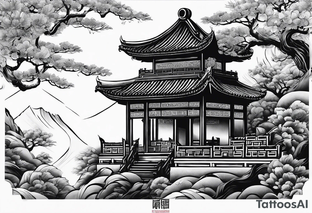 Chinese wall, realistic, art, gezeichnet, fine line tattoo idea