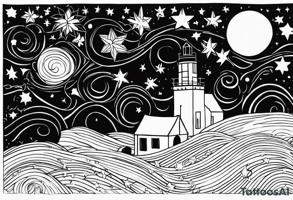 starry night van gogh tattoo idea