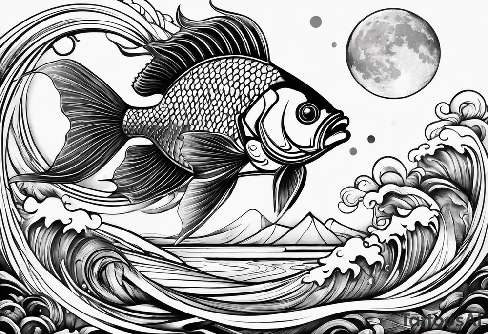 Fish with moon tattoo idea