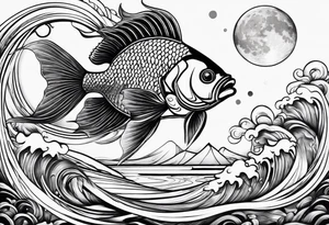 Fish with moon tattoo idea