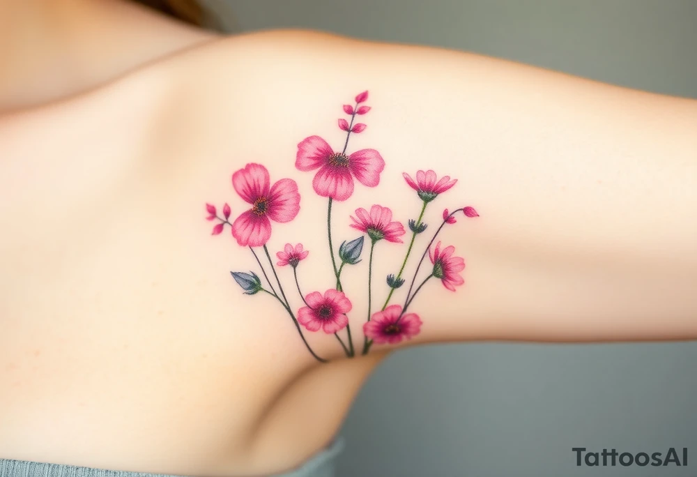 Pink wildflowers tattoo idea