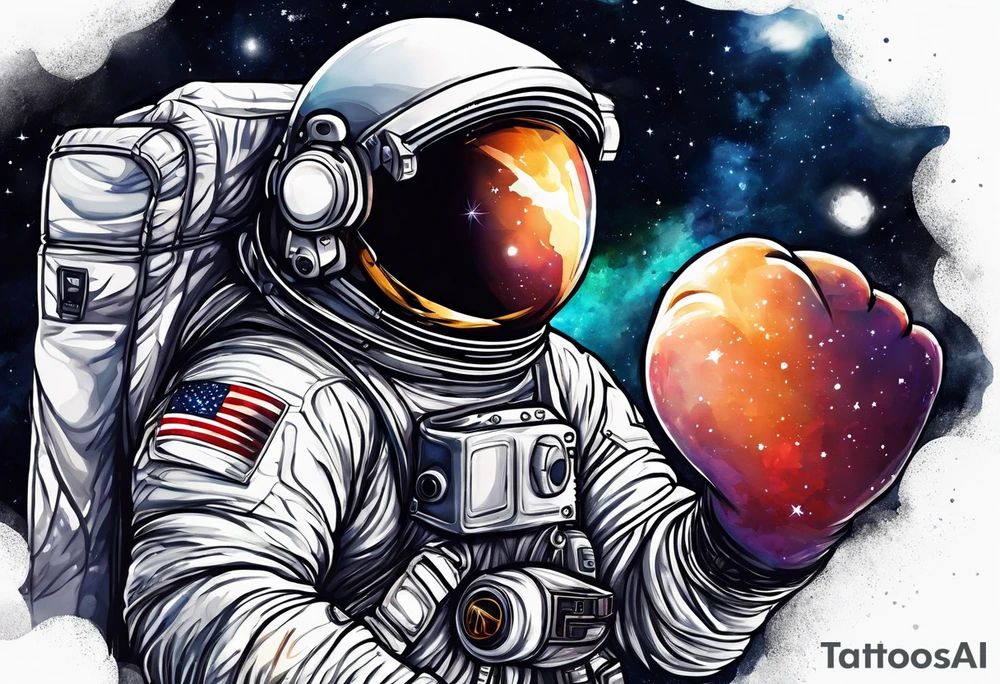 Astronaut with boxing gloves tattoo idea