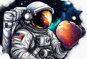 Astronaut with boxing gloves tattoo idea