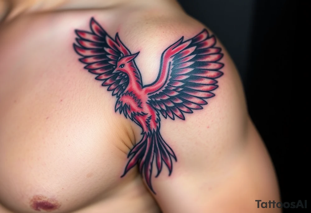 A phoenix with blue Eyes(only red , blue and black are possible colors) tattoo idea