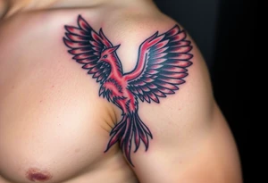 A phoenix with blue Eyes(only red , blue and black are possible colors) tattoo idea