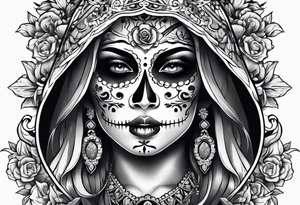 mexican style santa muerte tattoo for chest tattoo idea