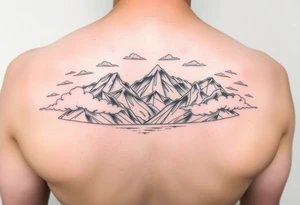 Clouds with mountains and water in Colorado majestic tattoo idea