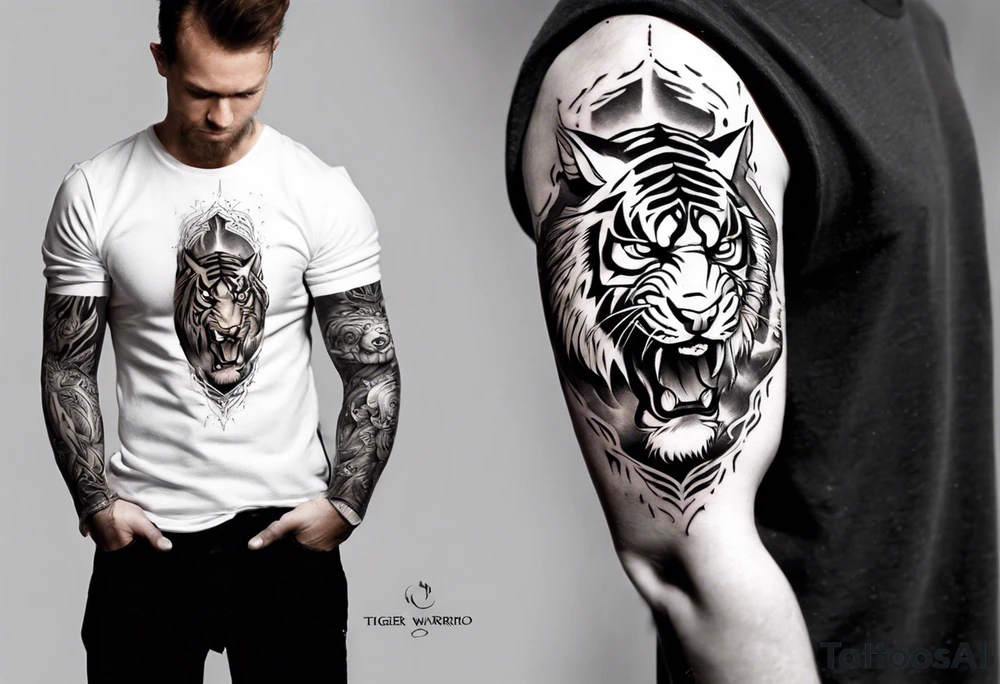 Tiger Warrior sleeve tattoo with lightning and the sun
Forearm sleeve tattoo idea Tiger Warrior sleeve tattoo with lightning and the sun
Forearm sleeve tattoo idea