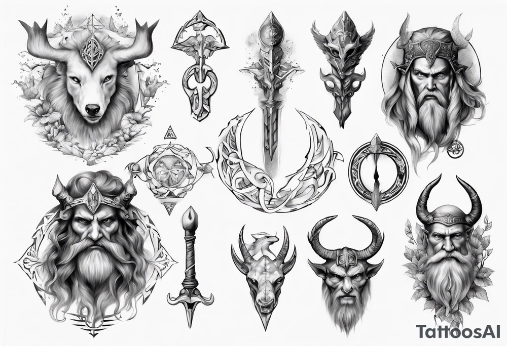 photorealistic Nordic mythology tattoo idea