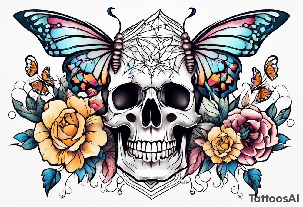 skeleton bones come alive flowers and butterflies
simple design tattoo idea