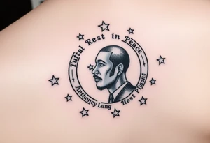 Rest in Peace
Anthony Lamont Deal 
surrounded by half moons and stars tattoo idea