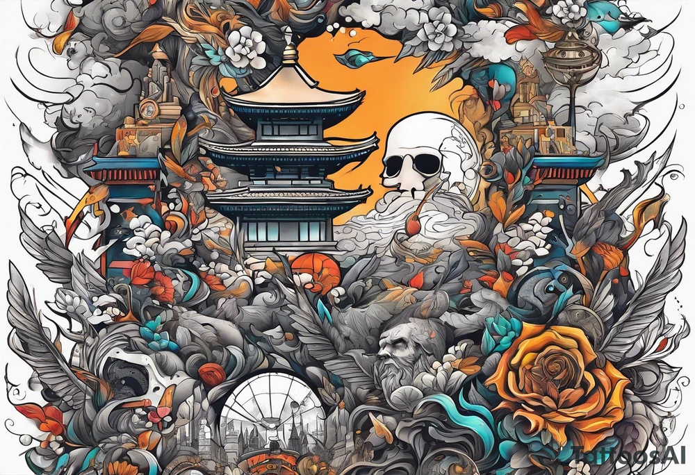 crowded liminal space full of conflicts and sticking out is a single stick figure that is locked in tattoo idea