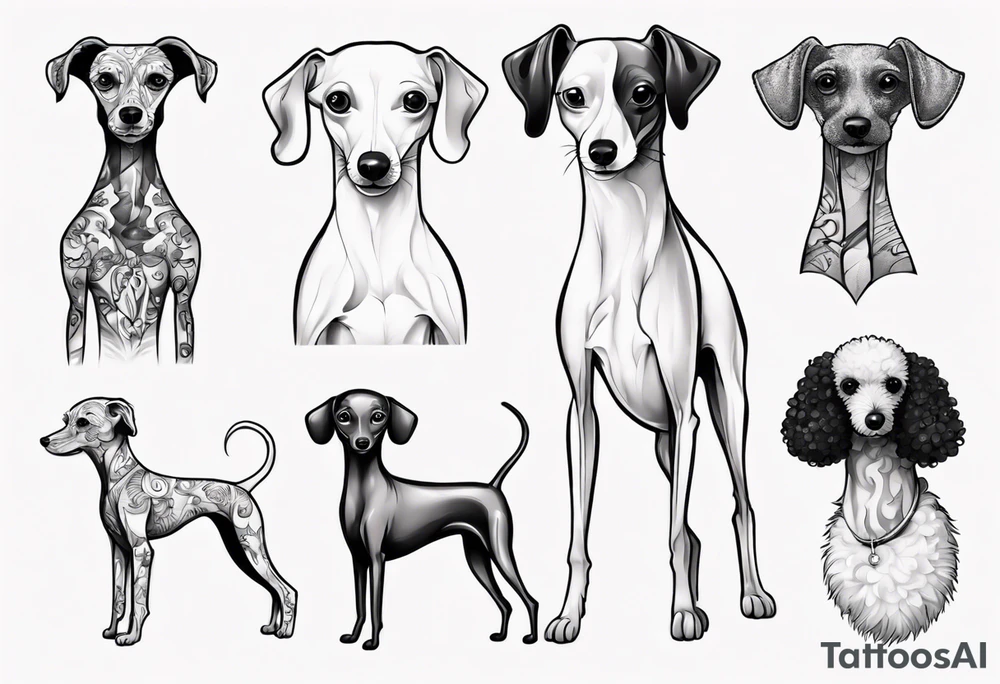 Italian greyhound and poodle together tattoo idea