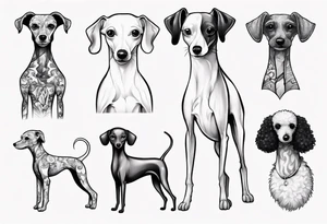 Italian greyhound and poodle together tattoo idea