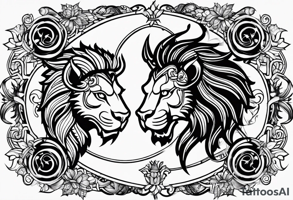 Horoscope signs scorpio and leo mix tattoo idea