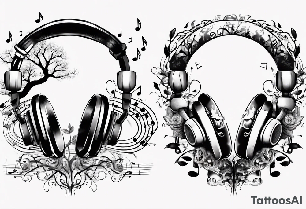 music speaker note tree headphones tattoo idea