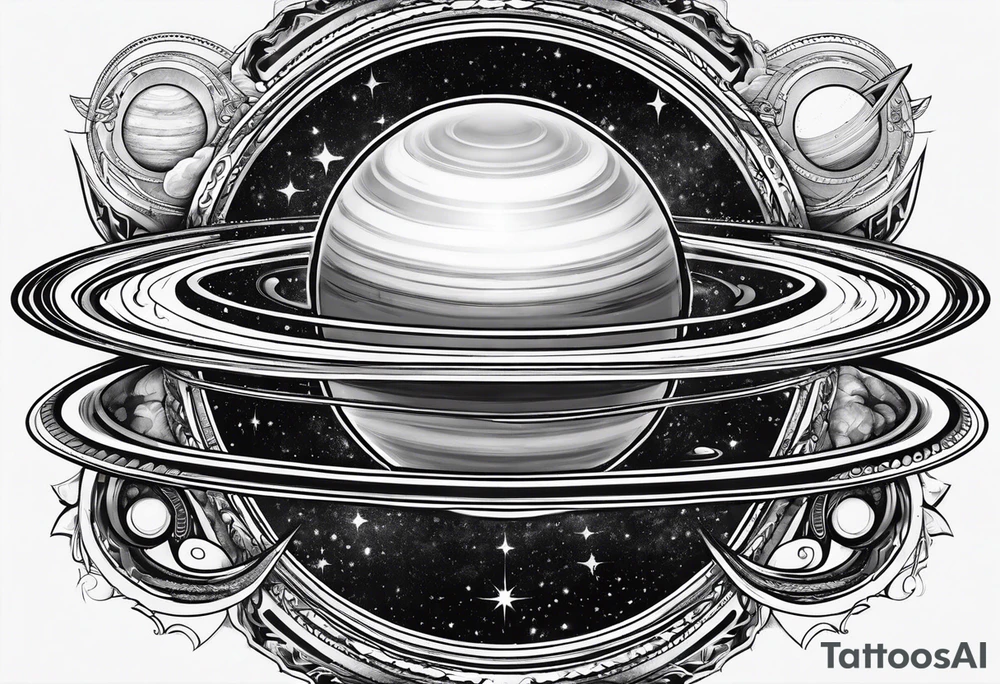 Saturn with infinity symbols tattoo idea