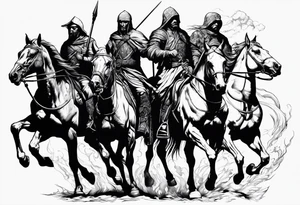 4 horseman of the apocalypse - Death, Famine, War, and Conquest tattoo idea