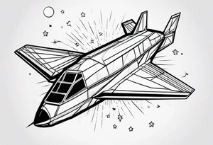 Simple paper airplane flying out of control into a new world or universe, and please include a reference for one direction tattoo idea