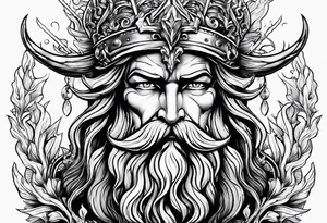 Poseidon head and trident tattoo idea