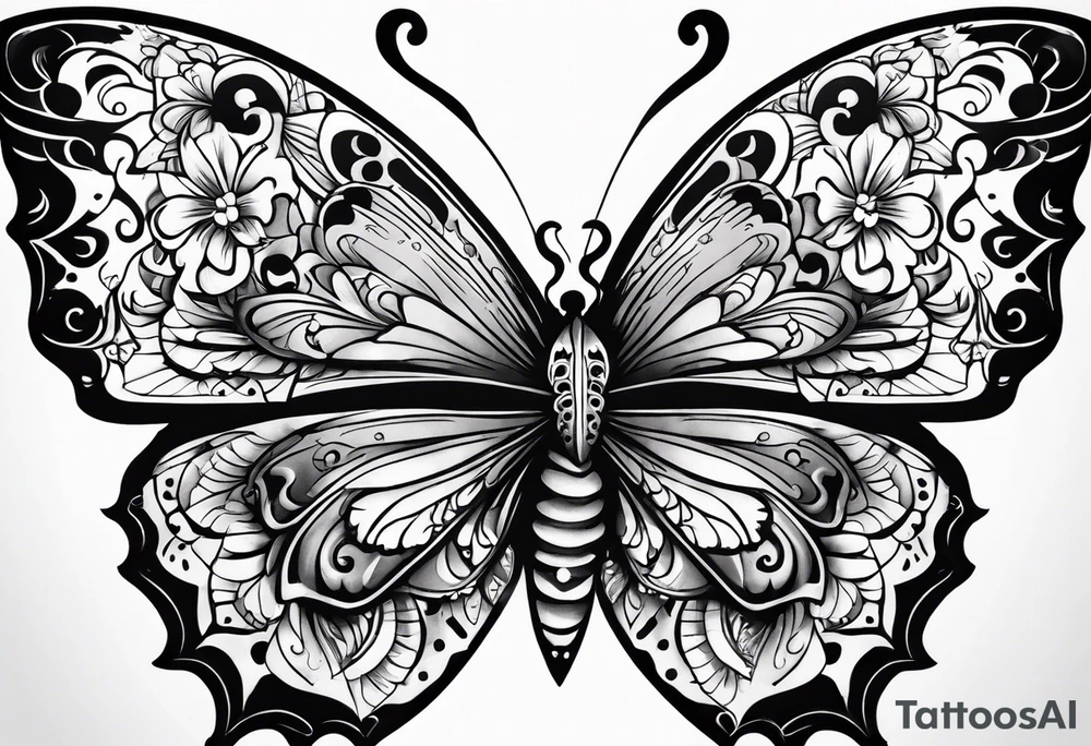 day of the dead butterfly tattoo idea
