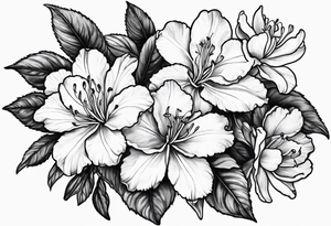 Azalea flowers, Fine-line, dark shading tattoo idea