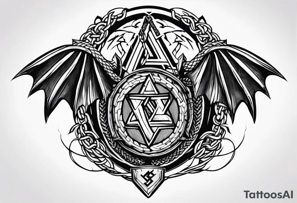 Valhalla sword shield dragon axe Valknut barbed wire chains fire tattoo idea Valhalla sword shield dragon axe Valknut barbed wire chains fire tattoo idea