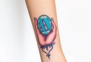 hand held cracked mirror tattoo idea