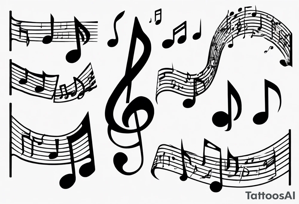 music staff notes negative tattoo idea