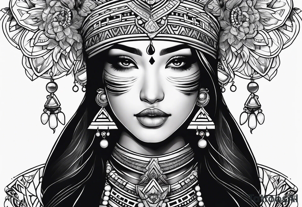 Girl indian chinese tattoo idea