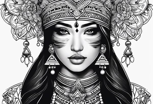 Girl indian chinese tattoo idea