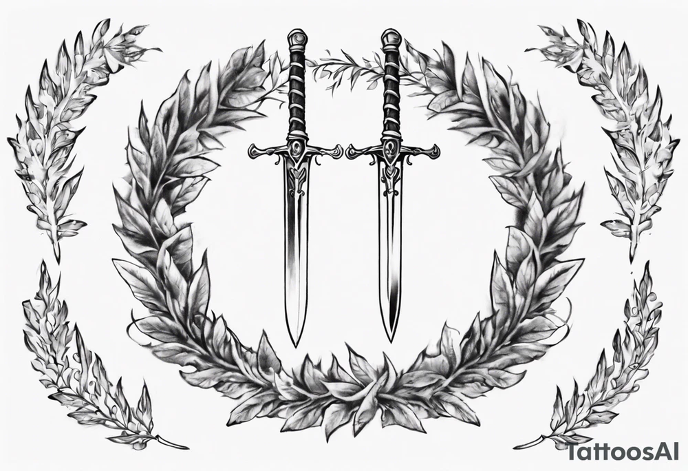 13 A sword AND 13 in the middle of a laurel leaf wreath tattoo idea