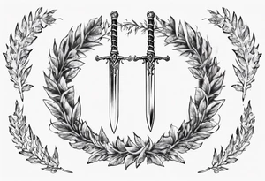 13 A sword AND 13 in the middle of a laurel leaf wreath tattoo idea
