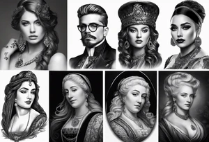 Portrait tattoos of historical figures, enriched with the depth and emotion typical of classic editorial portrait photography tattoo idea