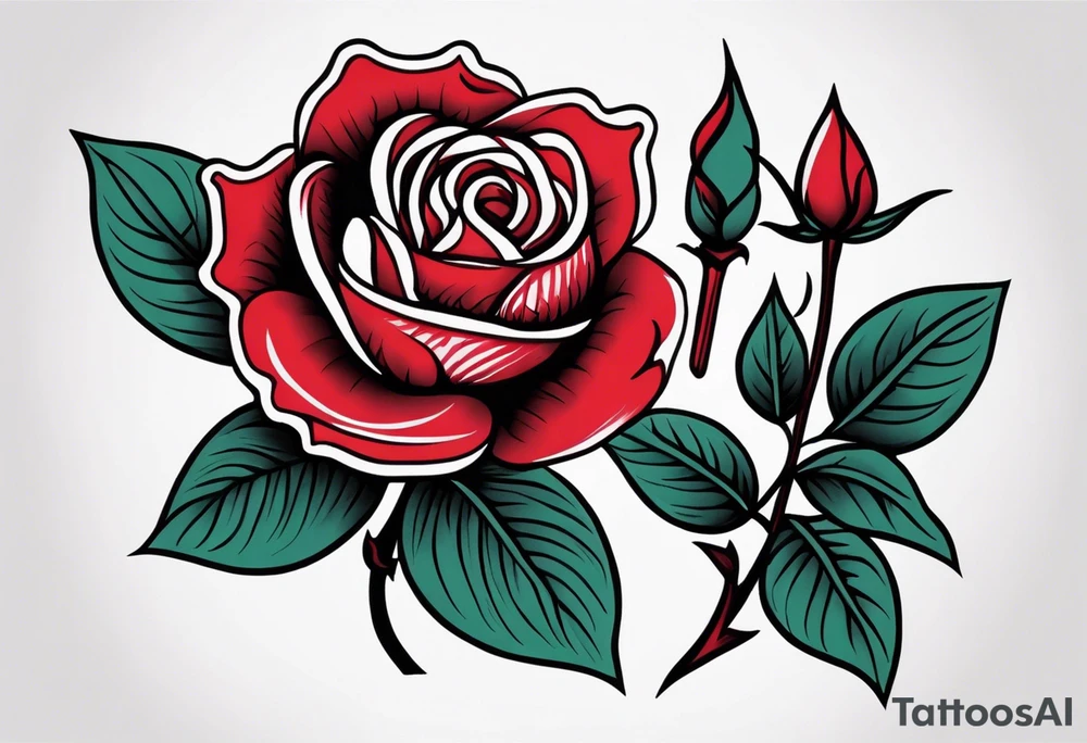 traditional rose red tattoo idea