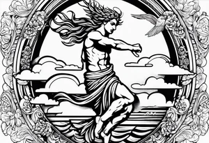 icarus greek design falling into an rainbow tattoo idea