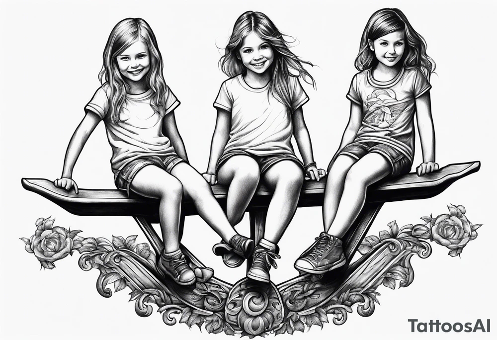 Two girls on a teeter totter tattoo idea