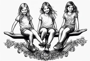 Two girls on a teeter totter tattoo idea