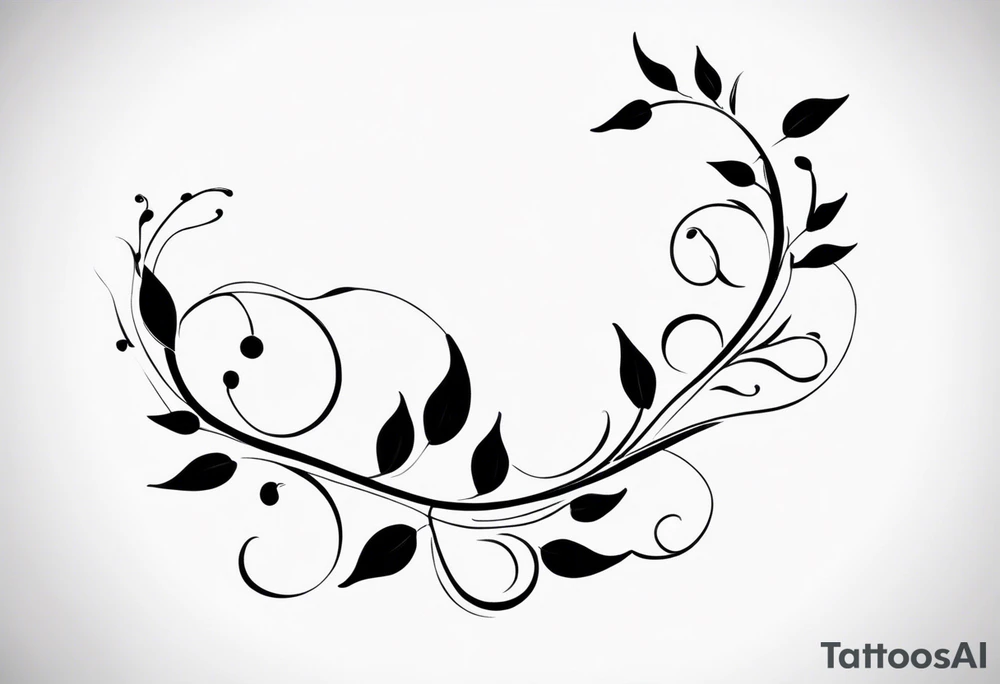 Design a minimalistic vine tattoo for the collarbone. The vine should be delicate, with thin lines and small leaves. It should follow the natural curve of the collarbone, with a subtle and organic flow. No flowers, just simple, clean lines to create an elegant look." tattoo idea