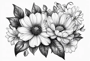 flower on ear with lady bugs on the flower tattoo idea