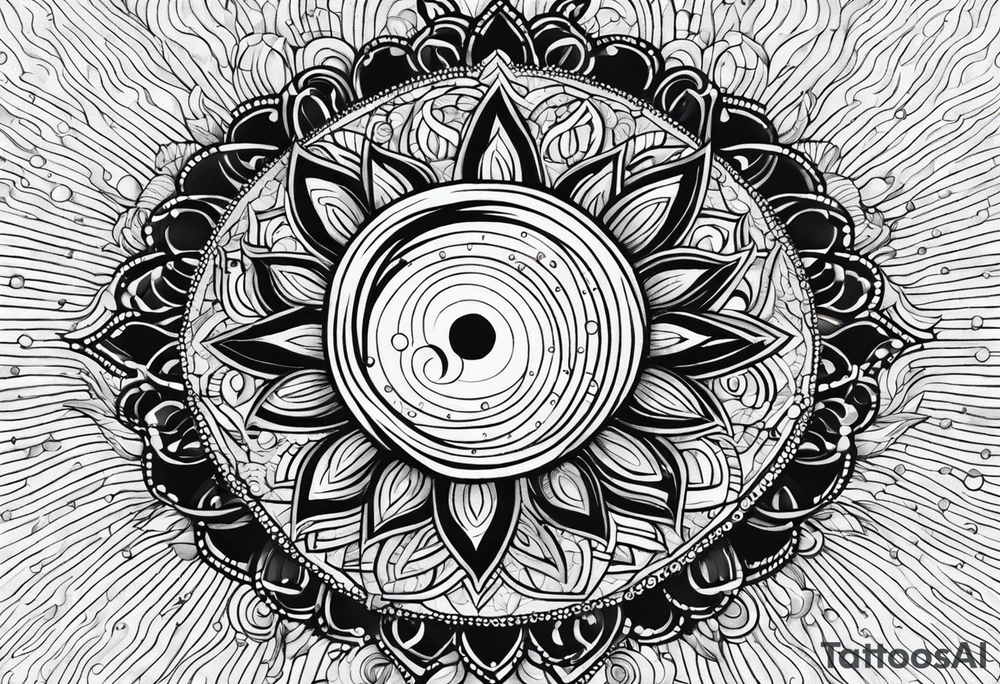 simple sun made of black dots and circles tattoo idea
