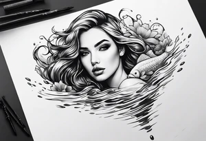 girl floating in water from an aerial view tattoo idea
