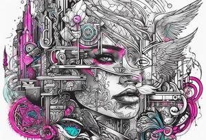 Cyberpunk mediavel symbology tattoo idea