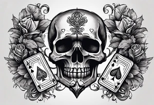 Skeleton hand holding out two playing cards, 8 of spades and 7 of spades tattoo idea
