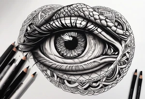 human eye wrapped around snake and pupil is a clock tattoo idea